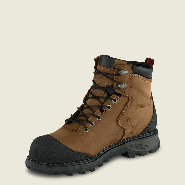 Red Wing Burnside 6-inch Waterproof Safety Toe Boot Men's Work Boots Brown / Black | 6739PWFKU