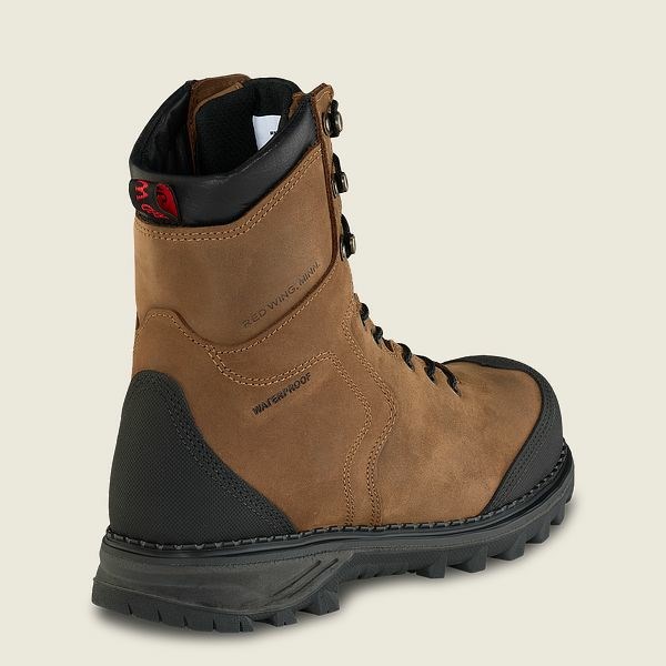 Red Wing Burnside 8-inch Waterproof Safety Toe Boot Men's Work Boots Brown / Black | 5931GJTQY