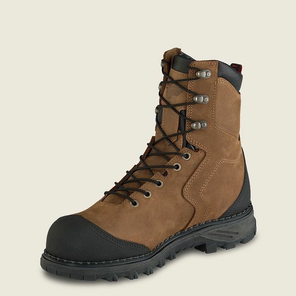 Red Wing Burnside 8-inch Waterproof Safety Toe Boot Men's Work Boots Brown / Black | 5931GJTQY