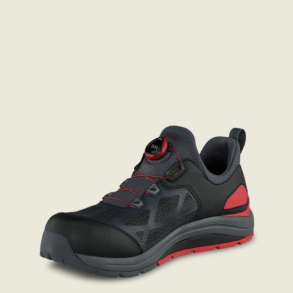 Red Wing CoolTech Athletics Safety Toe Men's Work Shoes Black / Red | 6813VUGPZ