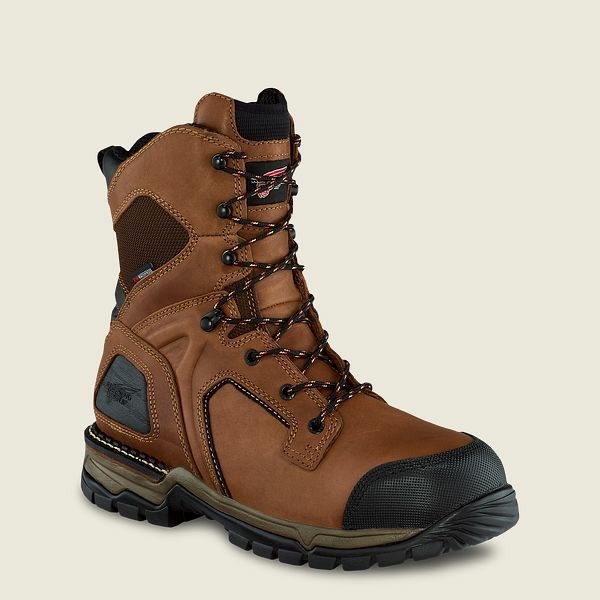 Red Wing FlexForce 8-inch Waterproof Safety Toe Boot Men\'s Work Boots Brown | 2987PCHIM