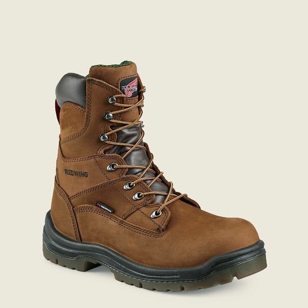 Red Wing King Toe 8-inch Waterproof Safety Toe Boot Men\'s Work Boots Brown | 3914CGNPR