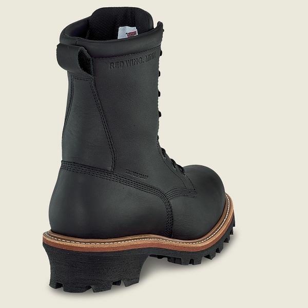 Red Wing LoggerMax 9-inch Waterproof Men's Safety Toe Boots Black | 6293FPDCV