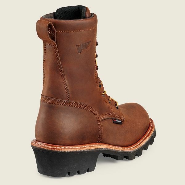 Red Wing LoggerMax 9-inch Waterproof Men's Safety Toe Boots Brown | 8104YEULR