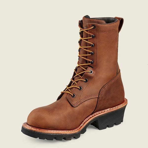 Red Wing LoggerMax 9-inch Waterproof Men's Safety Toe Boots Brown | 8104YEULR