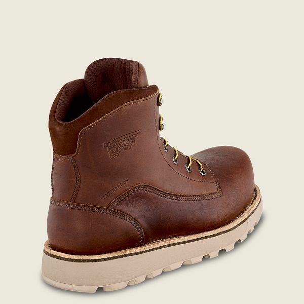 Red Wing Traction Tred Lite 6-inch Waterproof Safety Toe Boot Men's Work Boots Brown | 3098KZITP