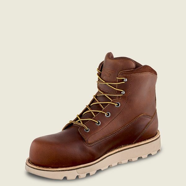 Red Wing Traction Tred Lite 6-inch Waterproof Safety Toe Boot Men's Work Boots Brown | 3098KZITP