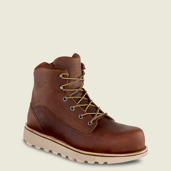 Red Wing Traction Tred Lite 6-inch Waterproof Safety Toe Boot Men\'s Work Boots Brown | 3098KZITP