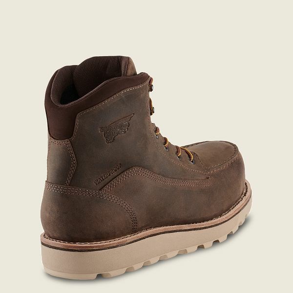 Red Wing Traction Tred Lite 6-inch Waterproof Safety Toe Boot Men's Work Boots Brown | 5842CQIRN