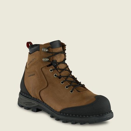 Red Wing Burnside 6-inch Waterproof Men's Safety Toe Boots Brown / Black | 5812LVQTF