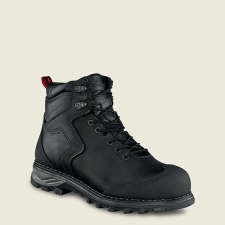 Red Wing Burnside 6-inch Waterproof Safety Toe Boot Men's Work Boots Black | 6534FKEDN