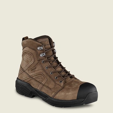 Red Wing Exos Lite 6-inch Waterproof Safety Toe Boot Men's Work Boots Brown | 0397NLMDP