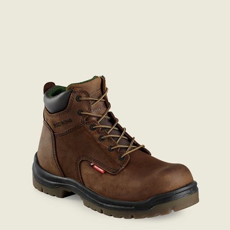 Red Wing King Toe 6-inch Safety Toe Boot Men's Work Boots Brown | 6378VANGU