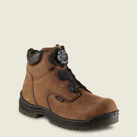 Red Wing King Toe 6-inch Waterproof Men's Safety Toe Boots Brown | 3471OUHDX