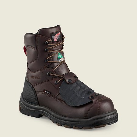 Red Wing King Toe 8-inch Waterproof CSA Metguard Safety Toe Boot Men's Work Boots Brown | 6358FXRSL