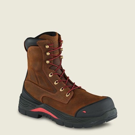 Red Wing King Toe ADC 8-inch Waterproof Safety Toe Boot Men's Work Boots Brown / Black | 6125BVHGX