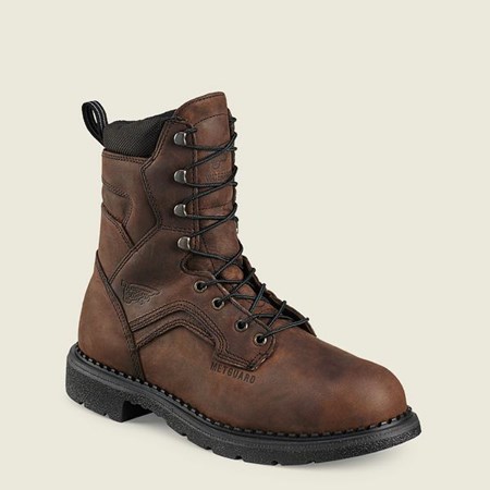 Red Wing SuperSole 8-inch Waterproof Safety Toe Metguard Boot Men's Work Boots Brown | 8274HVMSZ