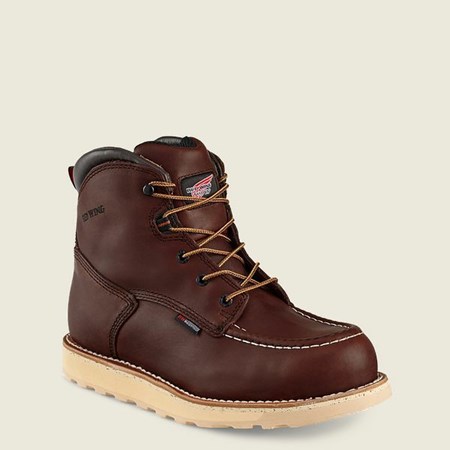 Red Wing Traction Tred 6-inch Waterproof Safety Toe Boot Men's Work Boots Brown | 0578FMWZL