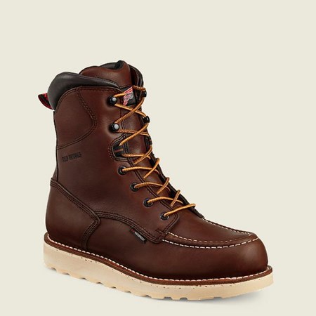 Red Wing Traction Tred 8-inch Waterproof Safety Toe Boot Men's Work Boots Brown | 9750PYJHG