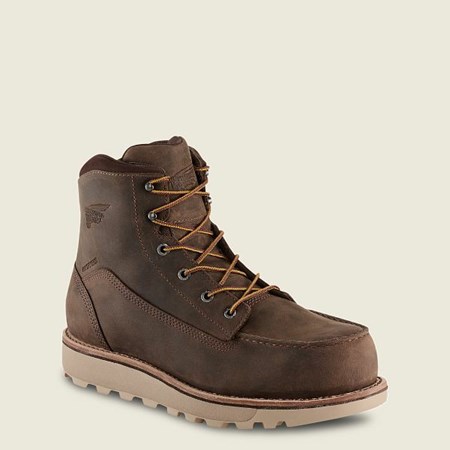 Red Wing Traction Tred Lite 6-inch Waterproof Safety Toe Boot Men's Work Boots Brown | 5842CQIRN