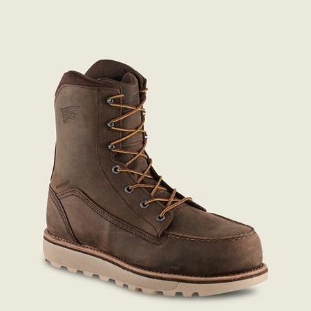 Red Wing Traction Tred Lite 8-inch Waterproof Safety Toe Boot Men's Work Boots Brown | 4038MKJNR